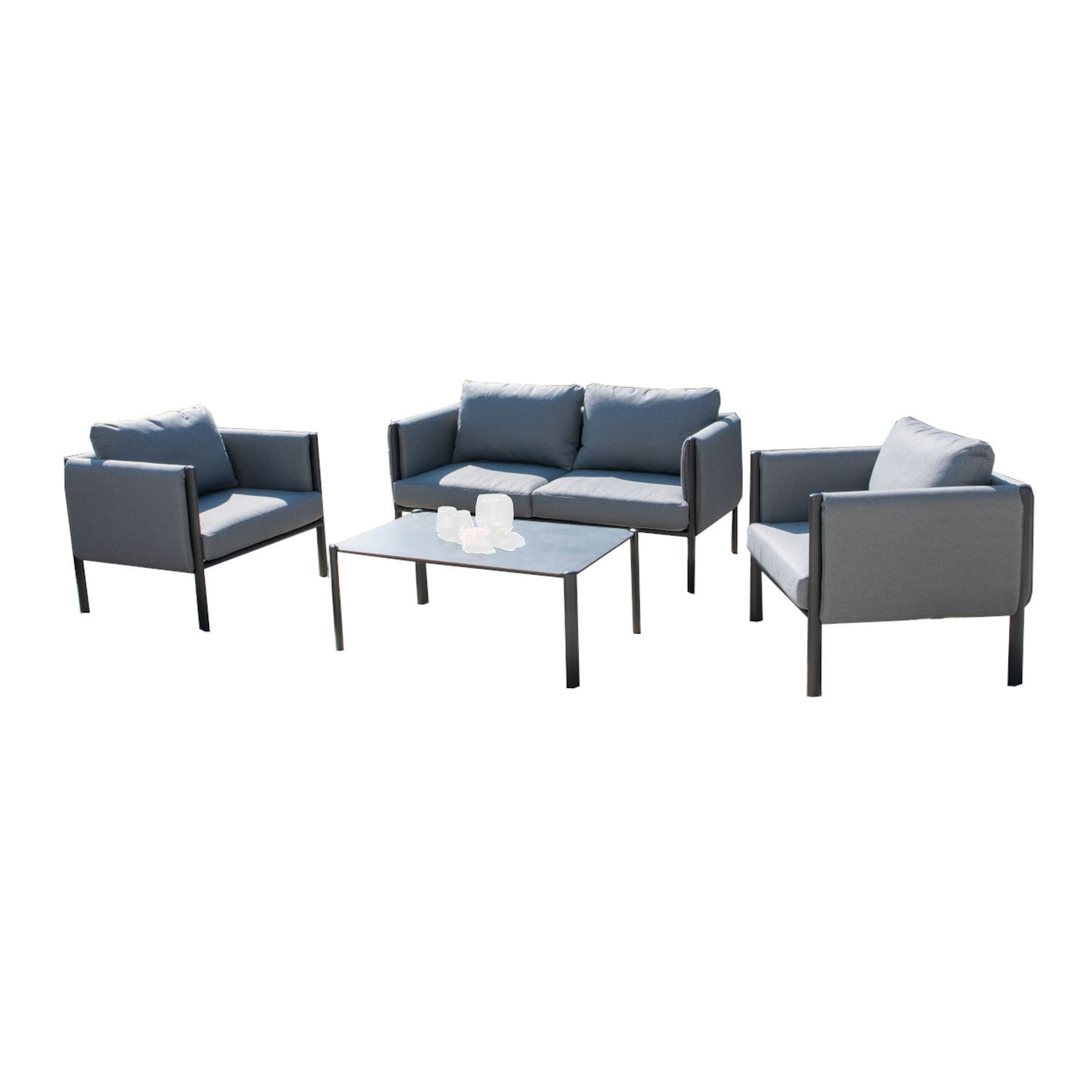 Inko 4-teilige Lounge-Sitzgruppe Benito Aluminium anthrazit mit Tisch 103x65 cm Loungegruppe Inko 4-teilige Lounge-Sitzgruppe Benito Aluminium anthrazit mit Tisch 103x65 cm Loungegruppe