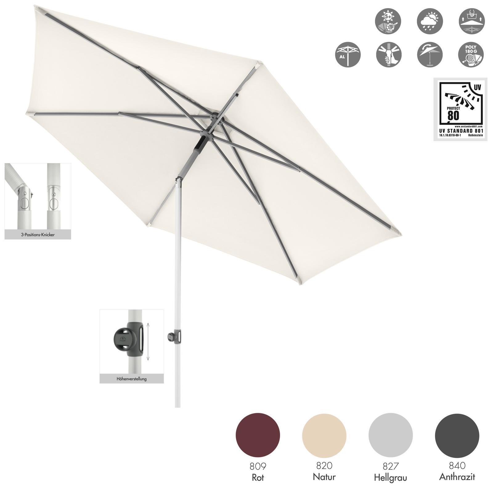 Doppler ACT 310 PUSH-UP Sonnenschirm ø 310 cm rund Mittelmastschirm Mittelstock 4 Farbvarianten Doppler ACT 310 PUSH-UP Sonnenschirm ø 310 cm rund Mittelmastschirm Mittelstock 4 Farbvarianten