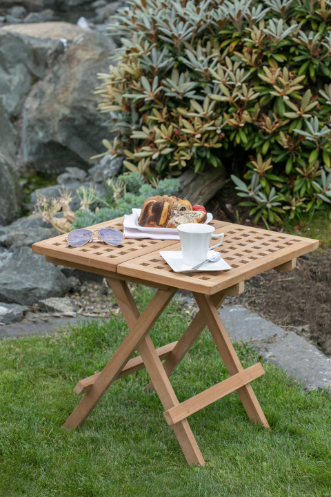 deVries Beistelltisch "WOODIE" aus Teakholz klappbar Holztisch eckig 50x50x50 cm