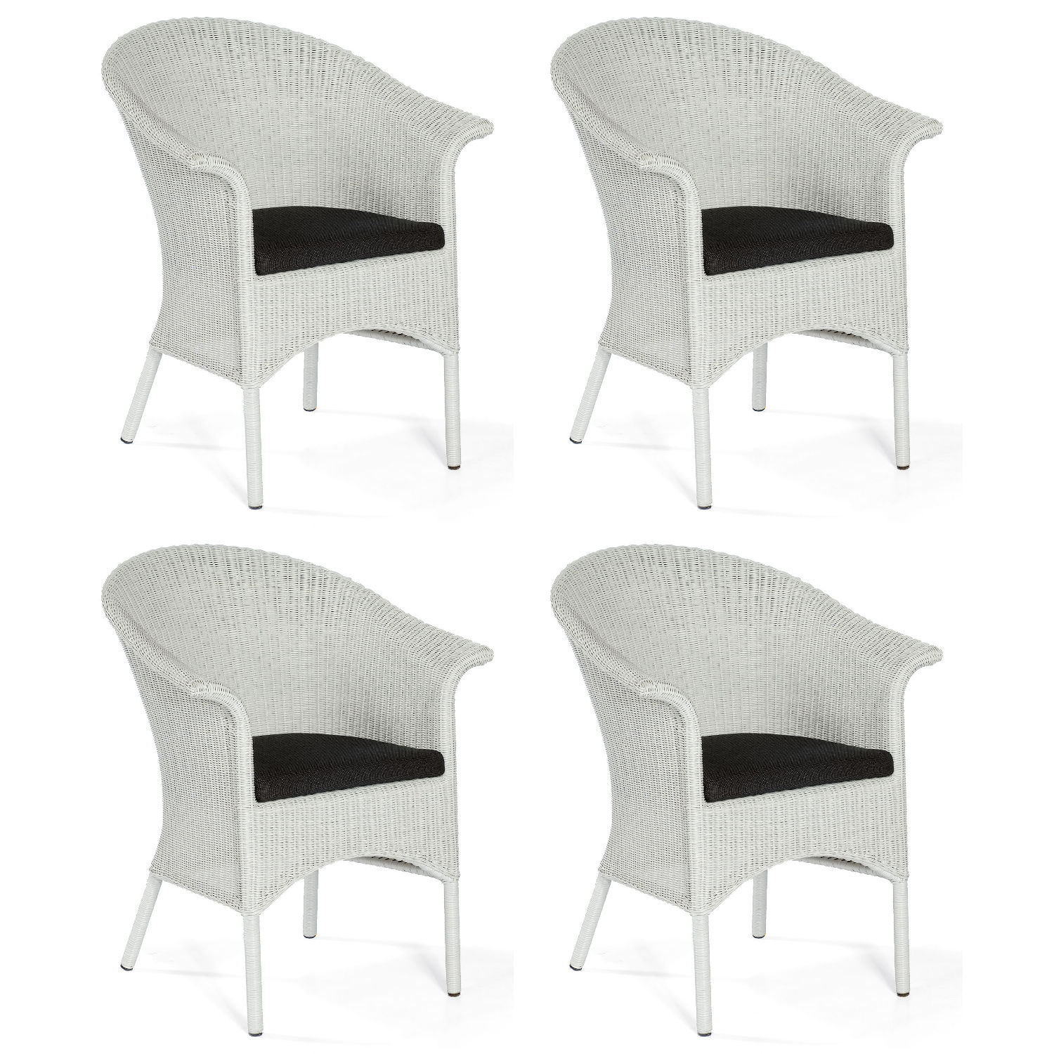 Sonnenpartner 4er-Set Garten-Sessel Cayman Aluminium mit Polyrattan white-washed Loom-Optik Gartenstuhl