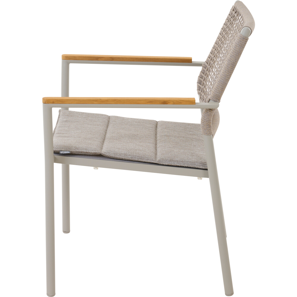 Siena Garden Kent Stapelsessel matt seidengrau/taupe grau/Teak Rope