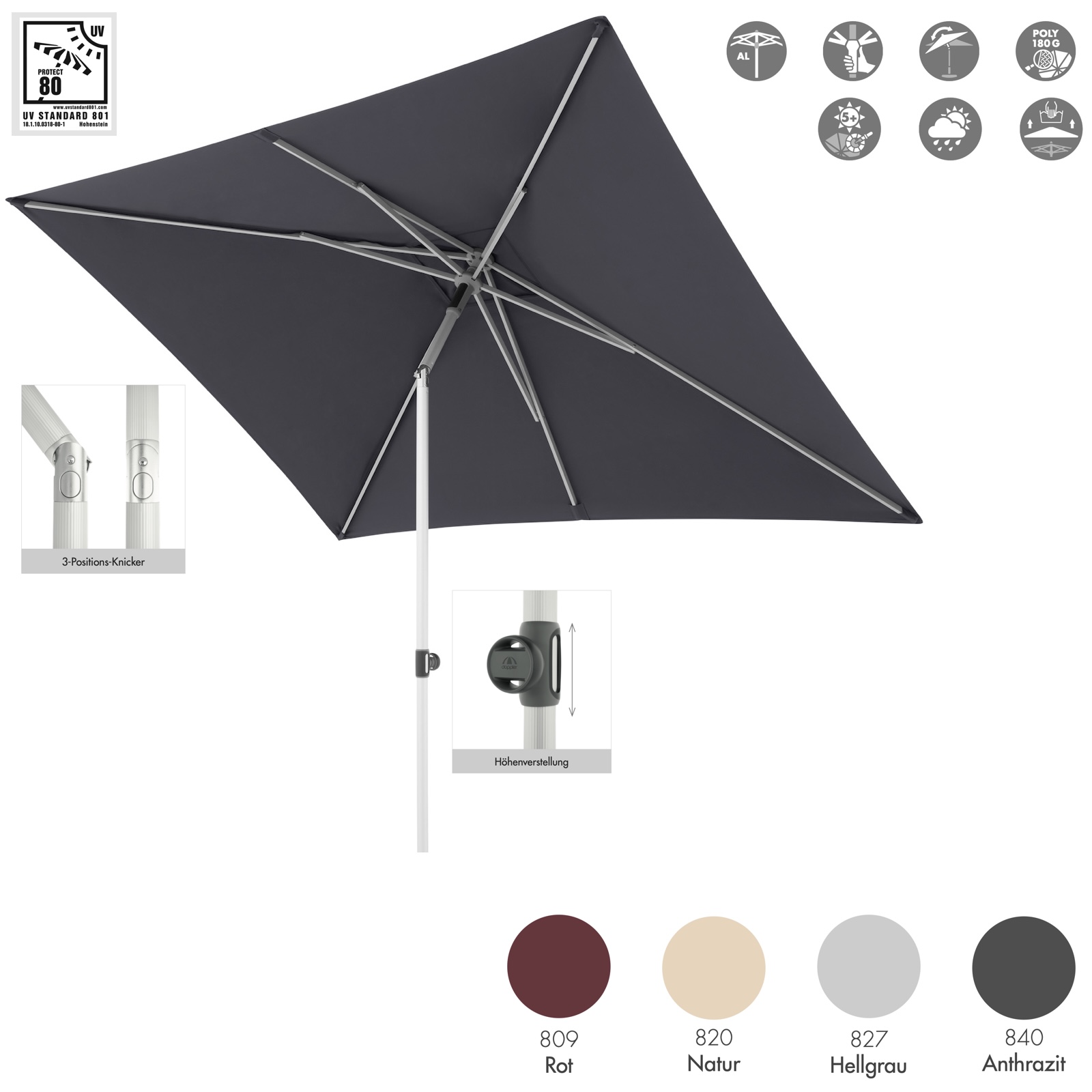 Doppler ACT 250 x 200 PUSH-UP Sonnenschirm 250 x 200 cm Mittelmastschirm Mittelstock 4 Farbvarianten Doppler ACT 250 x 200 PUSH-UP Sonnenschirm 250 x 200 cm Mittelmastschirm Mittelstock 4 Farbvarianten
