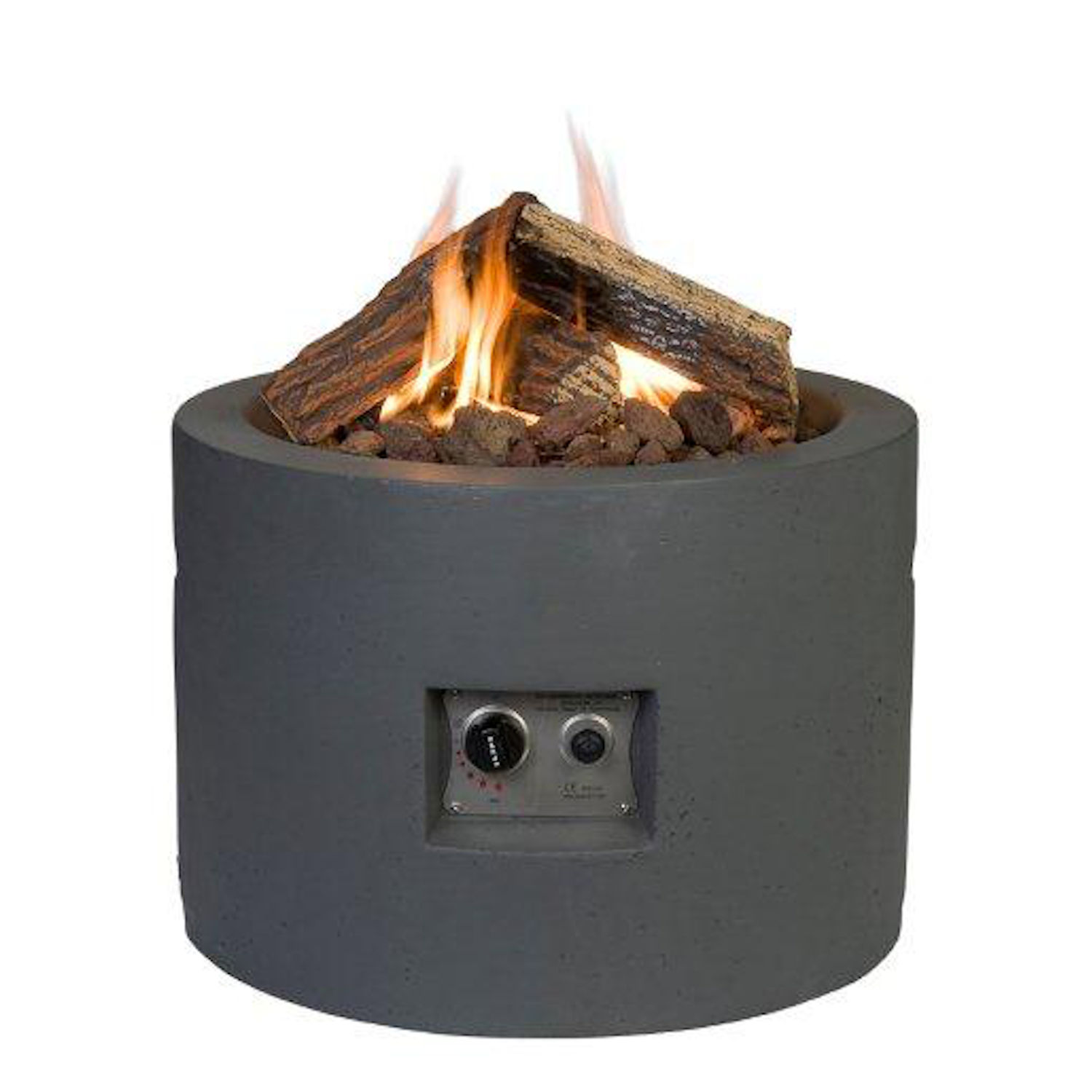 Happy Cocooning Mania Feuertisch rund 19,5 kW grau inkl. 4-teiliges Keramik-Holz