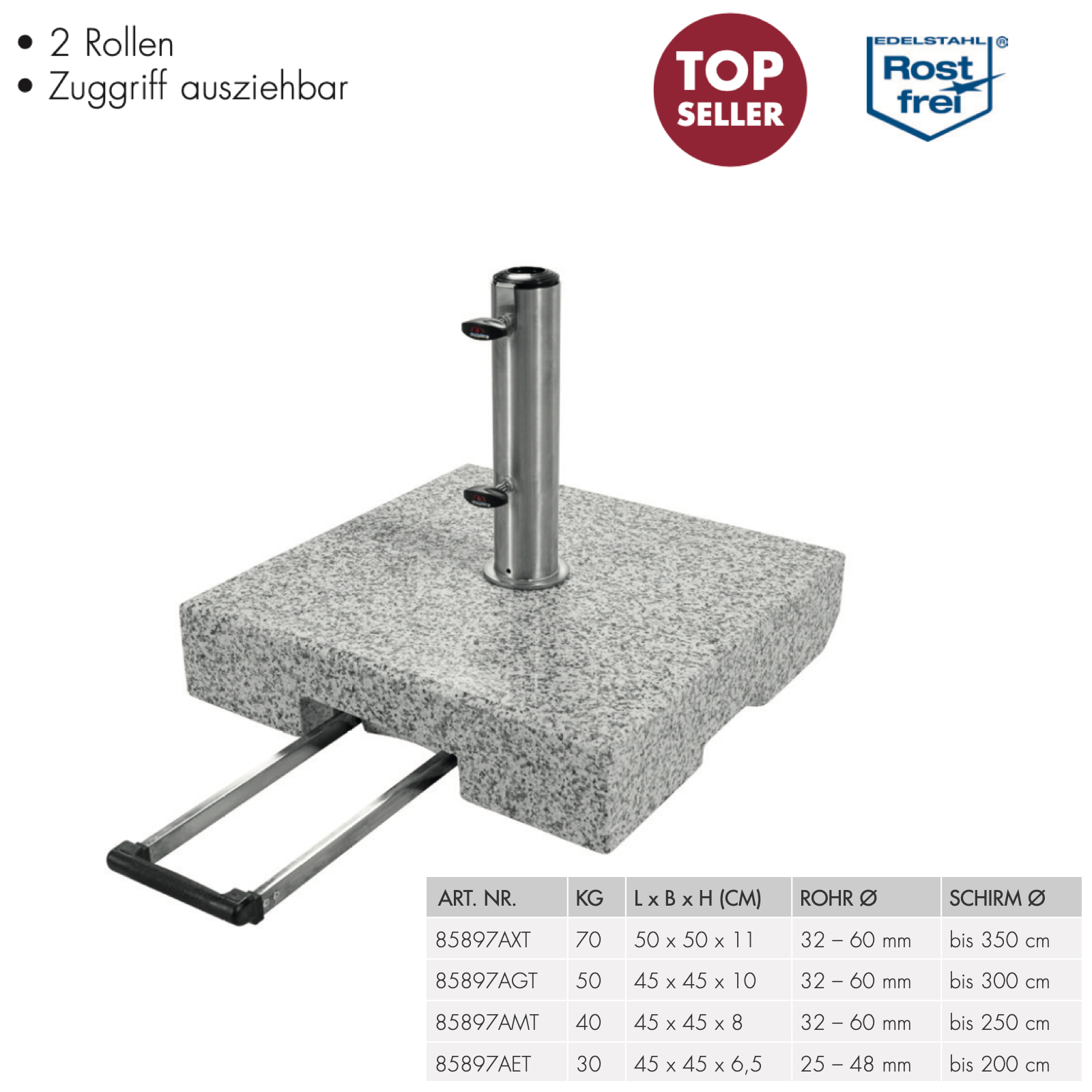 Doppler Active Trolley Granitsockel Rollsockel Granitsockel 30 40 50 70 kg auswählbar 85897 Doppler Active Trolley Granitsockel Rollsockel Granitsockel 30 40 50 70 kg auswählbar 85897
