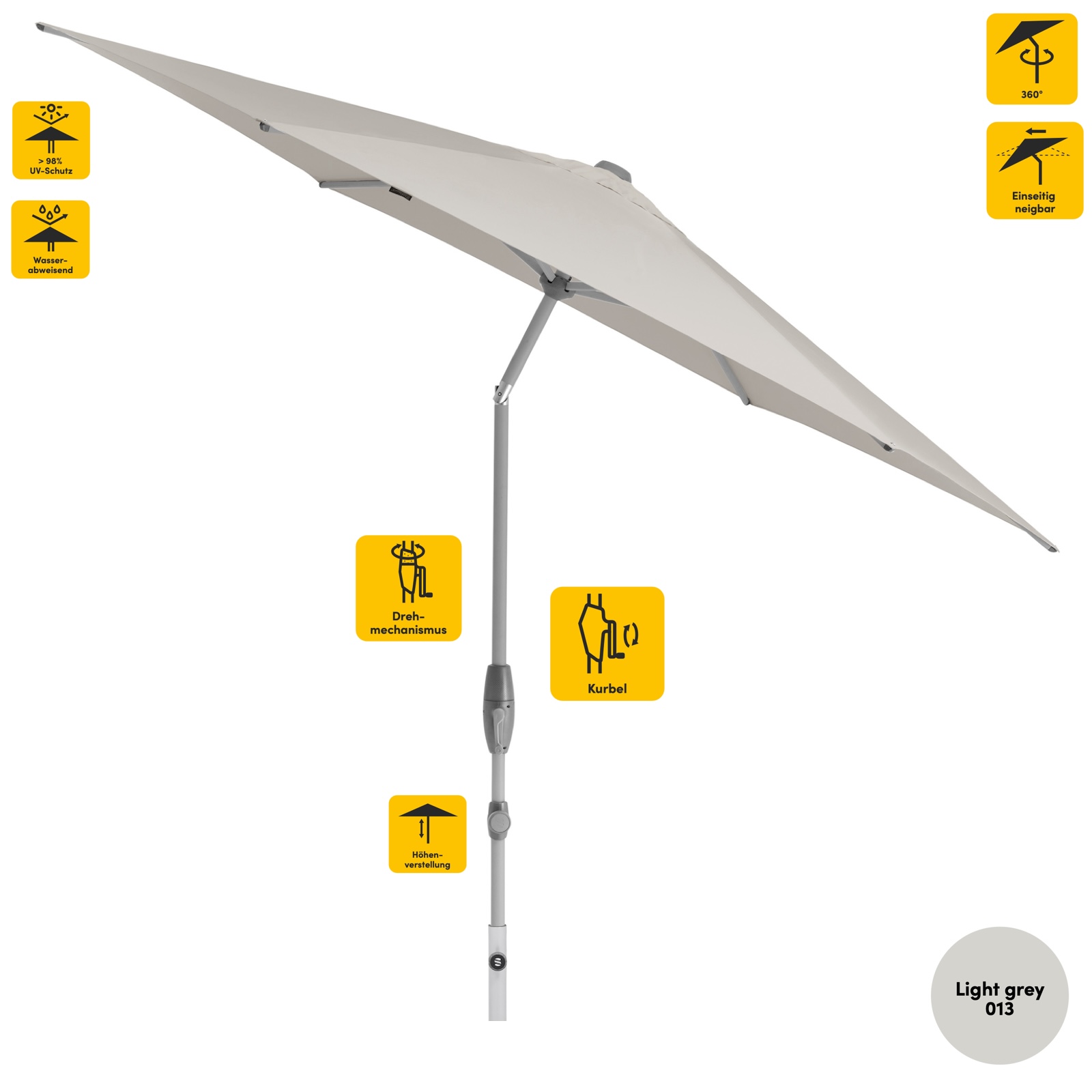 Sonnenschirm SUNCOMFORT® by Glatz Shell Turn rund ø 330 cm in Light Grey 013
