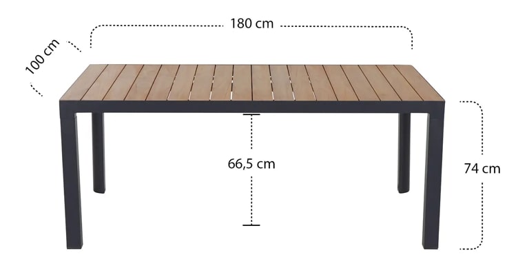 Siena Garden Silva Dining Tisch 180 x 100 cm - Aluminium (matt anthrazit)& FSC-Teak
