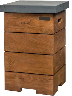 Happy Cocooning Mania Enclosure Beistelltisch für Gasflaschen Teakholz/grau 41x41x62 cm Feuertisch