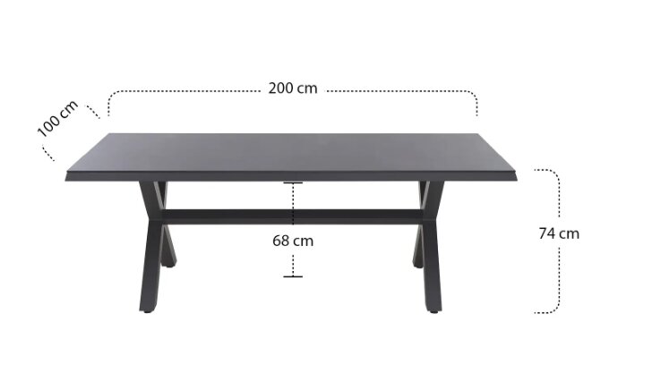 Siena Garden  Sincro Dining Tisch – 200 x 100 cm, Aluminium (matt anthrazit) & HPL Ferro