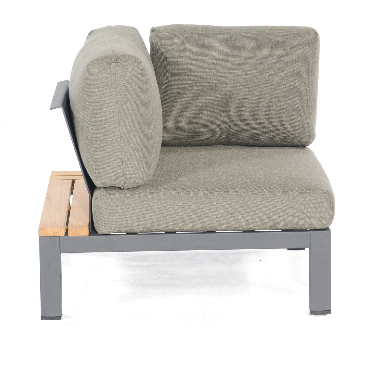 Sonnenpartner 4-teilige Lounge-Sitzgruppe Equila Aluminium/Teakholz mit Kissen anthrazit Loungegruppe
