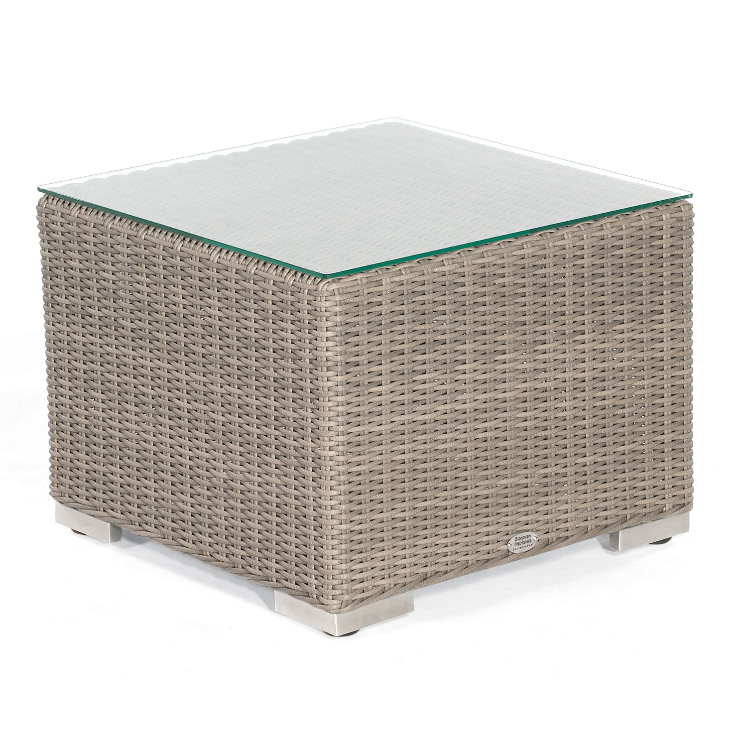 Sonnenpartner Residence Lounge-Tisch mit Glas Wetterbeständig 60x60cm stone-grey