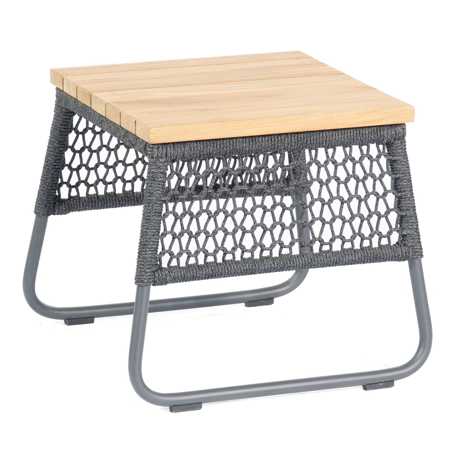 Sonnenpartner Poison Lounge-Tisch Beistelltisch 45x45 cm Teak/Alu/Polyrope grau