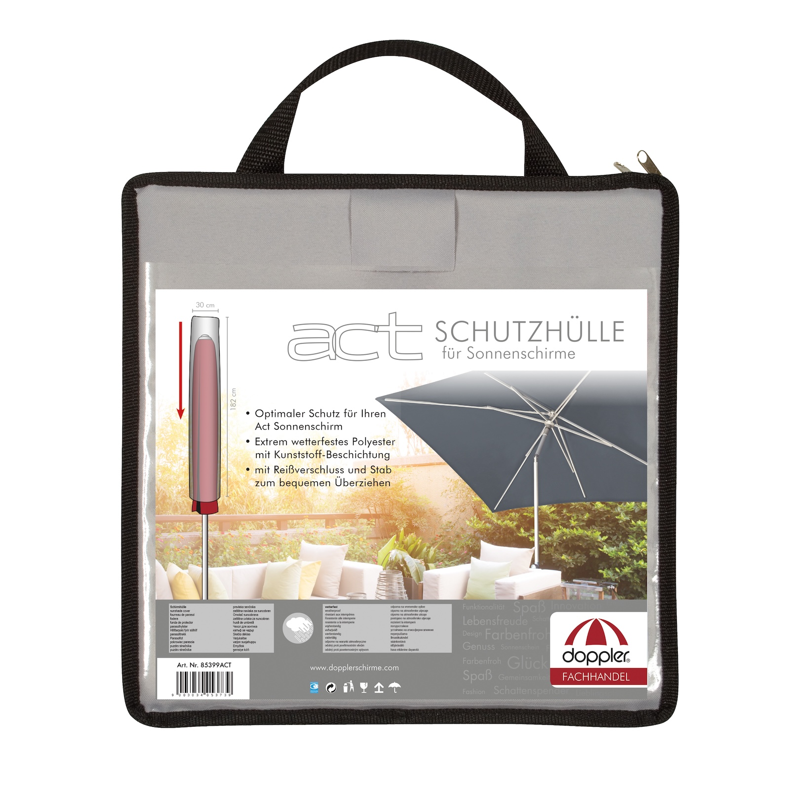 Doppler Schutzhülle ACT Schirmhülle für alle Mittelmastschirme rund und eckig Schutzhaube Abdeckhaube
