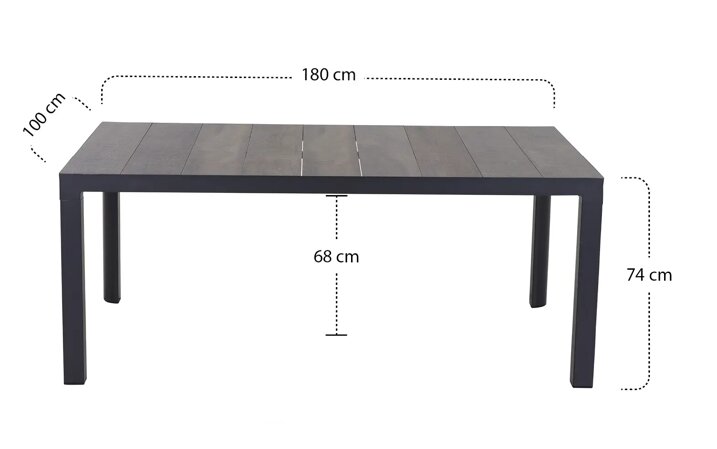 Siena Garden Silva Dining Tisch 180x100 cm – Aluminium (matt anthrazit) & Keramikplatte (washed grey)