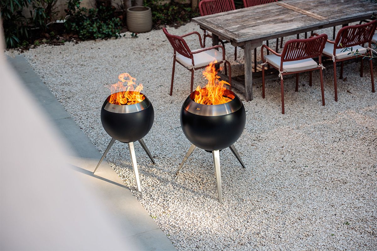 höfats MOON 55 Feuerkorb mit hohem und niedrigem Fuß Ø 54 cm für Brennholz und Pellets 01016