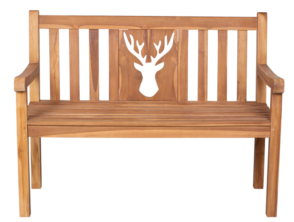 deVries Gartenbank "WOODIE" Hirsch aus Teakholz Sitzbank Garten 120 x 60 x 89 cm