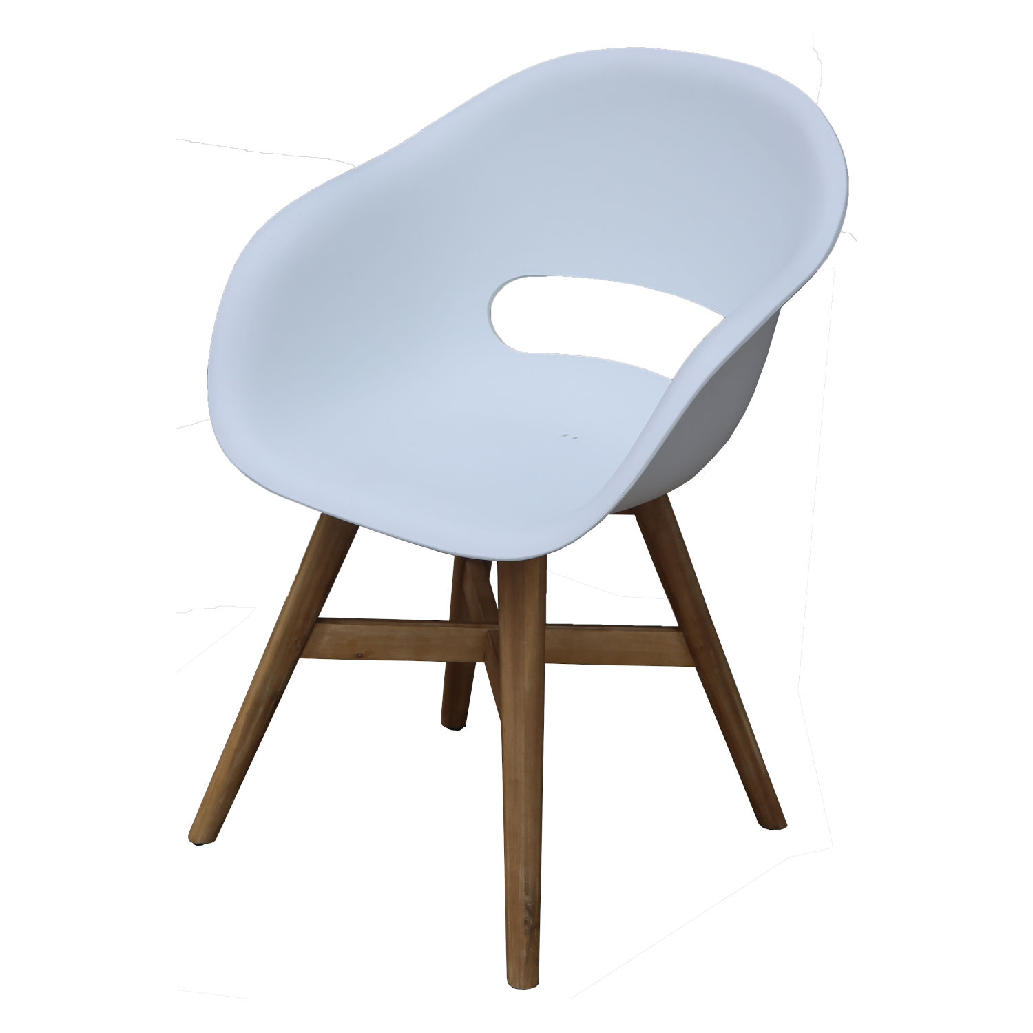 Inko Doro Gartensessel Akazie/Kunststoff weiß Gartenstuhl Sessel 61x53x86 cm
