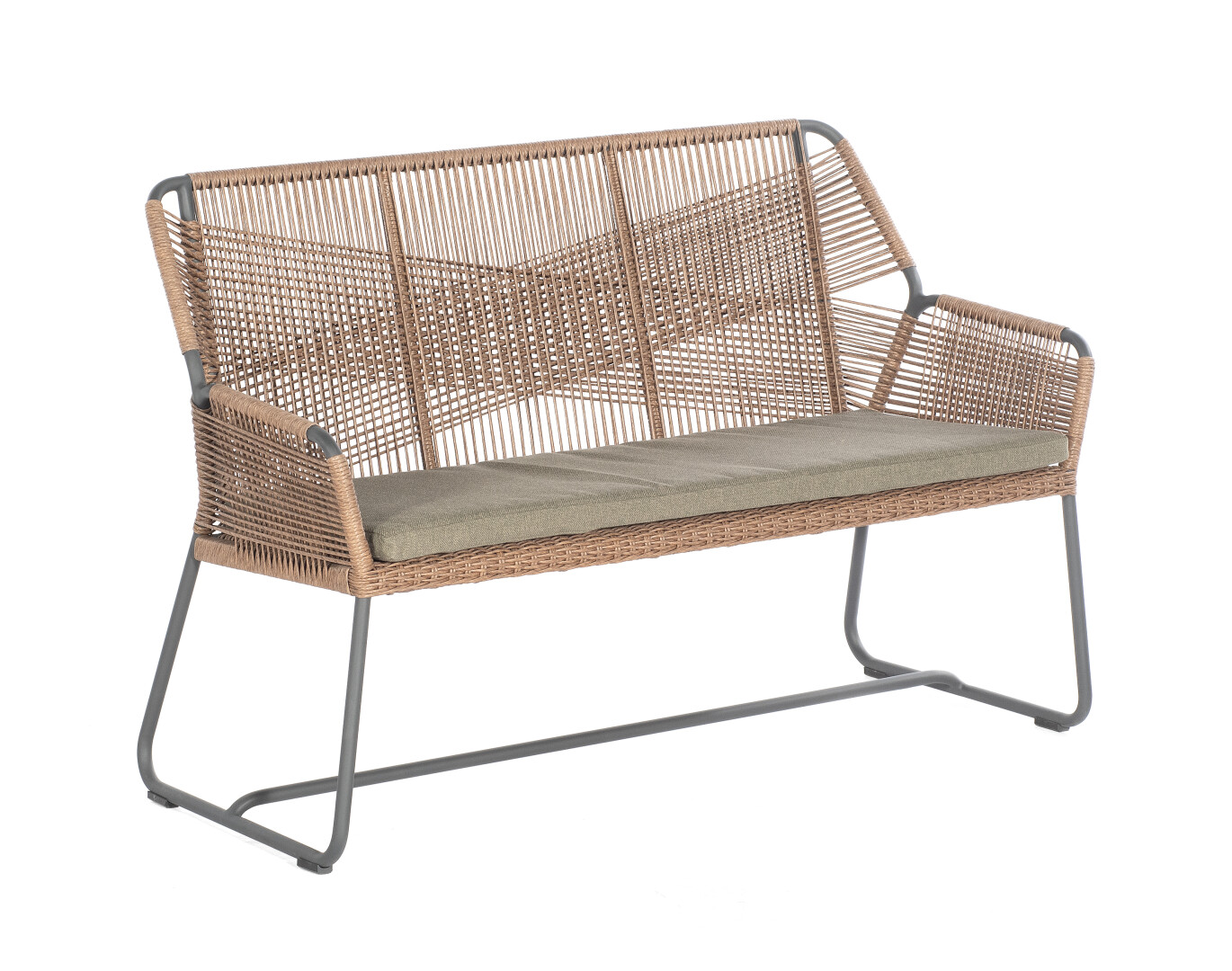 Sonnenpartner Observer 2-Sitzer Gartenbank Alu/PE-Geflecht inkl. Sitzkissen