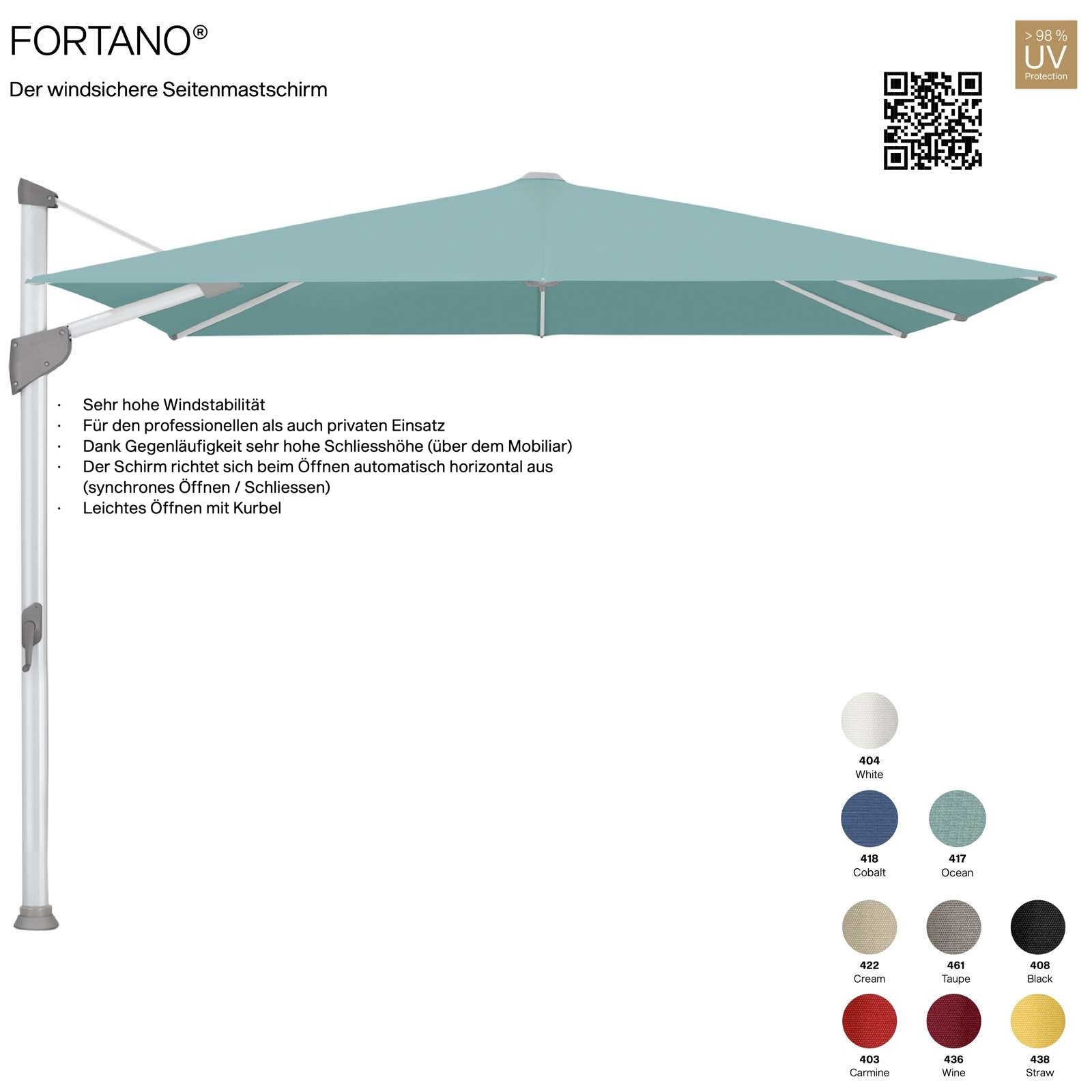 GLATZ Sonnenschirm FORTANO® Ampelschirm 300 x 300 cm Freiarmschirm in 9 Farbvarianten