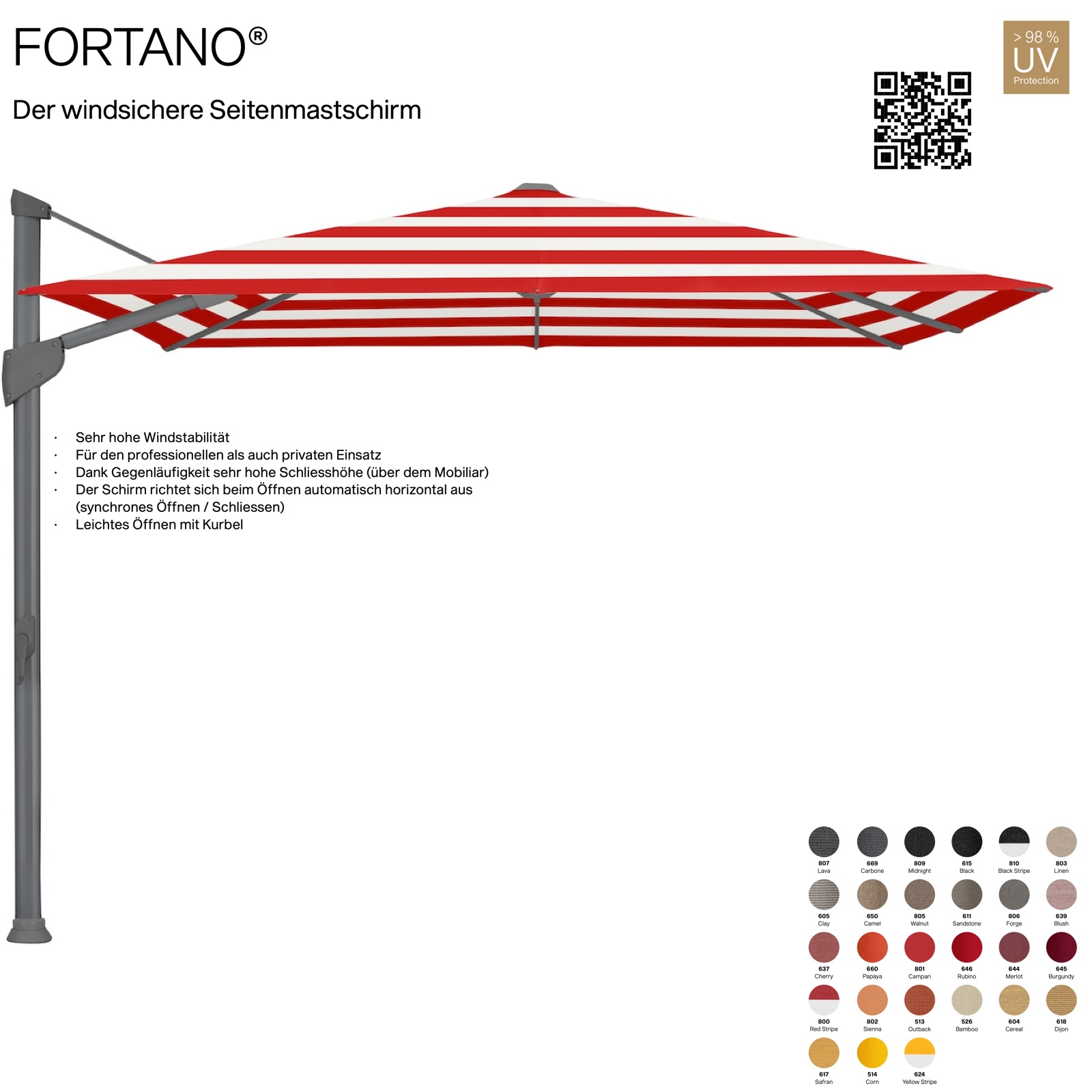 GLATZ Sonnenschirm FORTANO® Ampelschirm 400 x 300 cm 100 % Polyacryl in 27 Farbvarianten