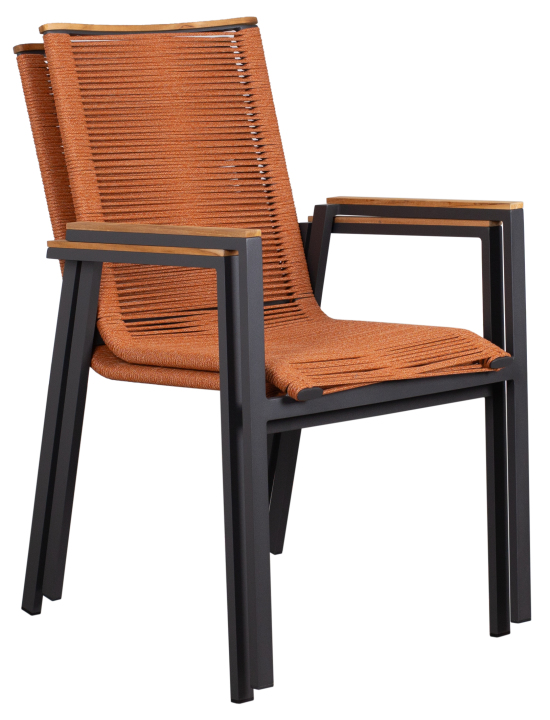deVries 2x "MONTANA" Stapelsessel Gartenstuhl Relaxsessel 55 x 66 x 87 cm terra