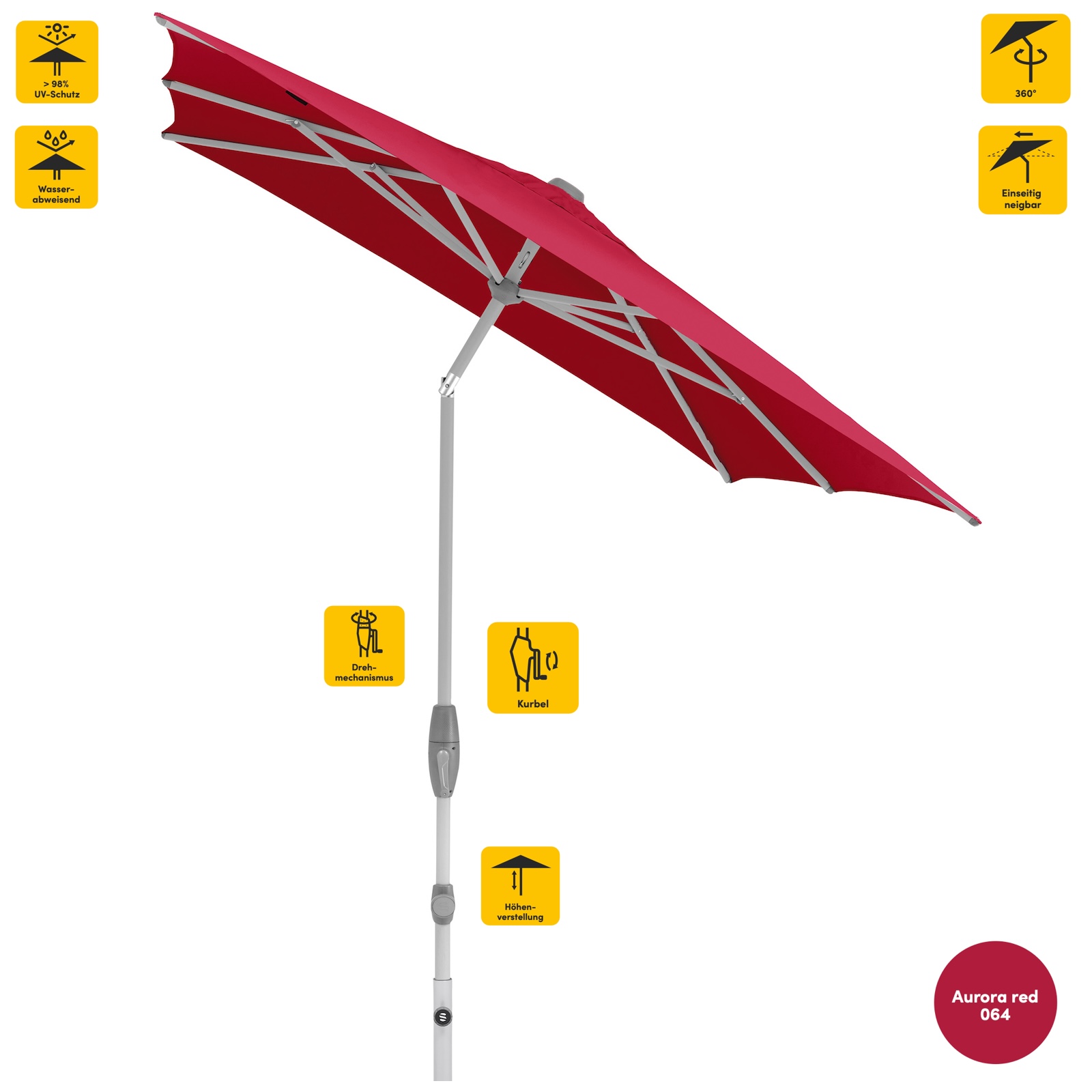 Sonnenschirm SUNCOMFORT® by Glatz Shell Turn rechteckig 250 x 200 cm in Aurora Red 064