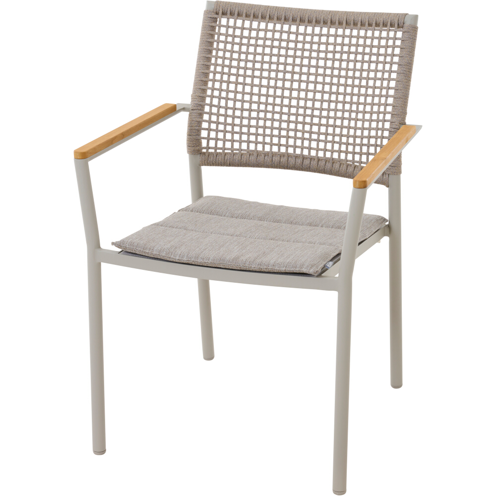 Siena Garden Kent Stapelsessel matt seidengrau/taupe grau/Teak Rope