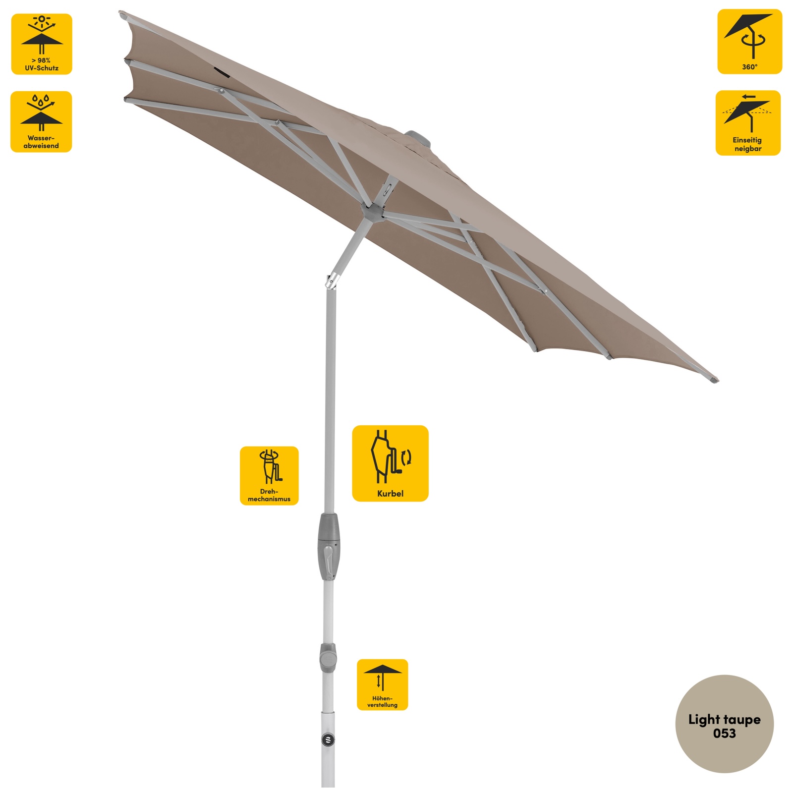 Sonnenschirm SUNCOMFORT® by Glatz Shell Turn rechteckig 250 x 200 cm in Light Taupe 053