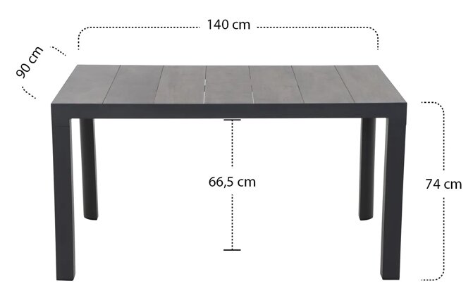 Siena Garden Silva Dining Tisch 140x90 cm – Aluminium (matt anthrazit) & Keramikplatte (washed grey)