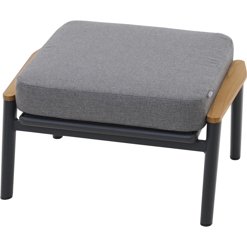 Siena Garden Cortina Hocker Loungehocker Fußhocker grau Alu mit Teakholz