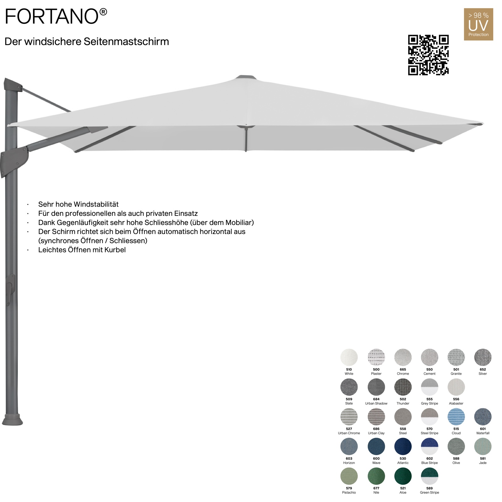 GLATZ Sonnenschirm FORTANO® Ampelschirm 400 x 300 cm 100 % Polyacryl in 27 Farbvarianten