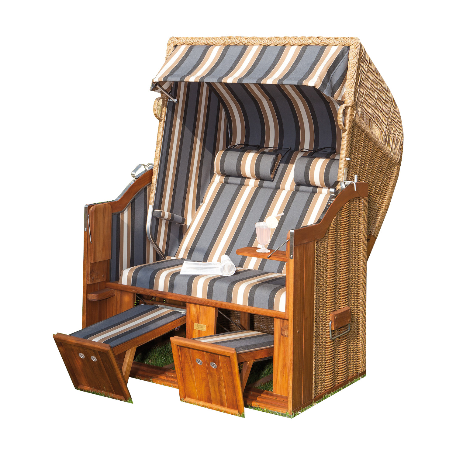 Sonnenpartner Classic Team 2-Sitzer Strandkorb Halbliegemodell hyazinth/anthrazit