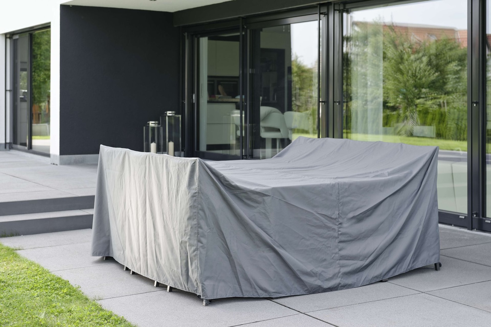 Stern Schutzhülle für Sitzgruppen Abdeckplane Schutzhaube grau 256x90 cm