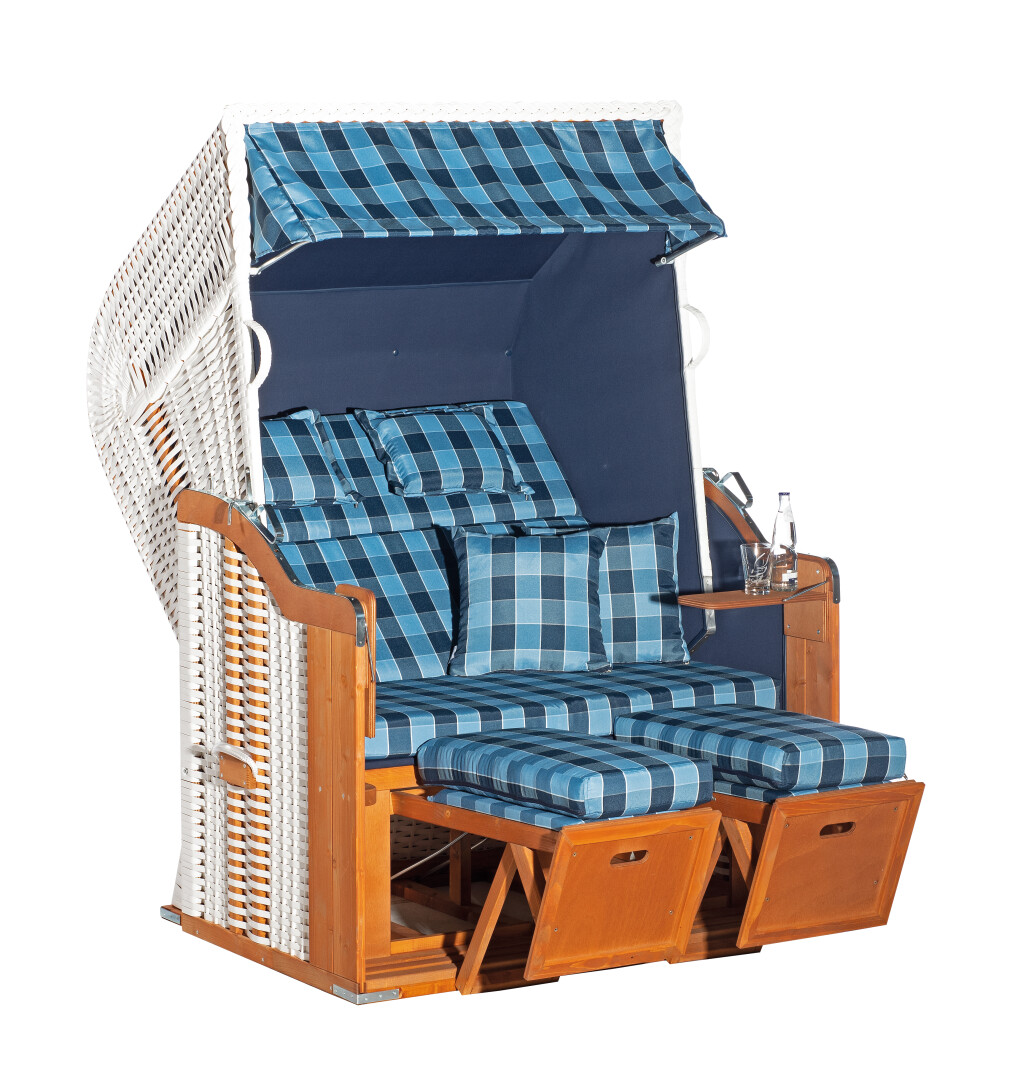 Sonnenpartner Rustikal 255 Plus 2-Sitzer Strandkorb Halbliegemodell PVC-Geflecht