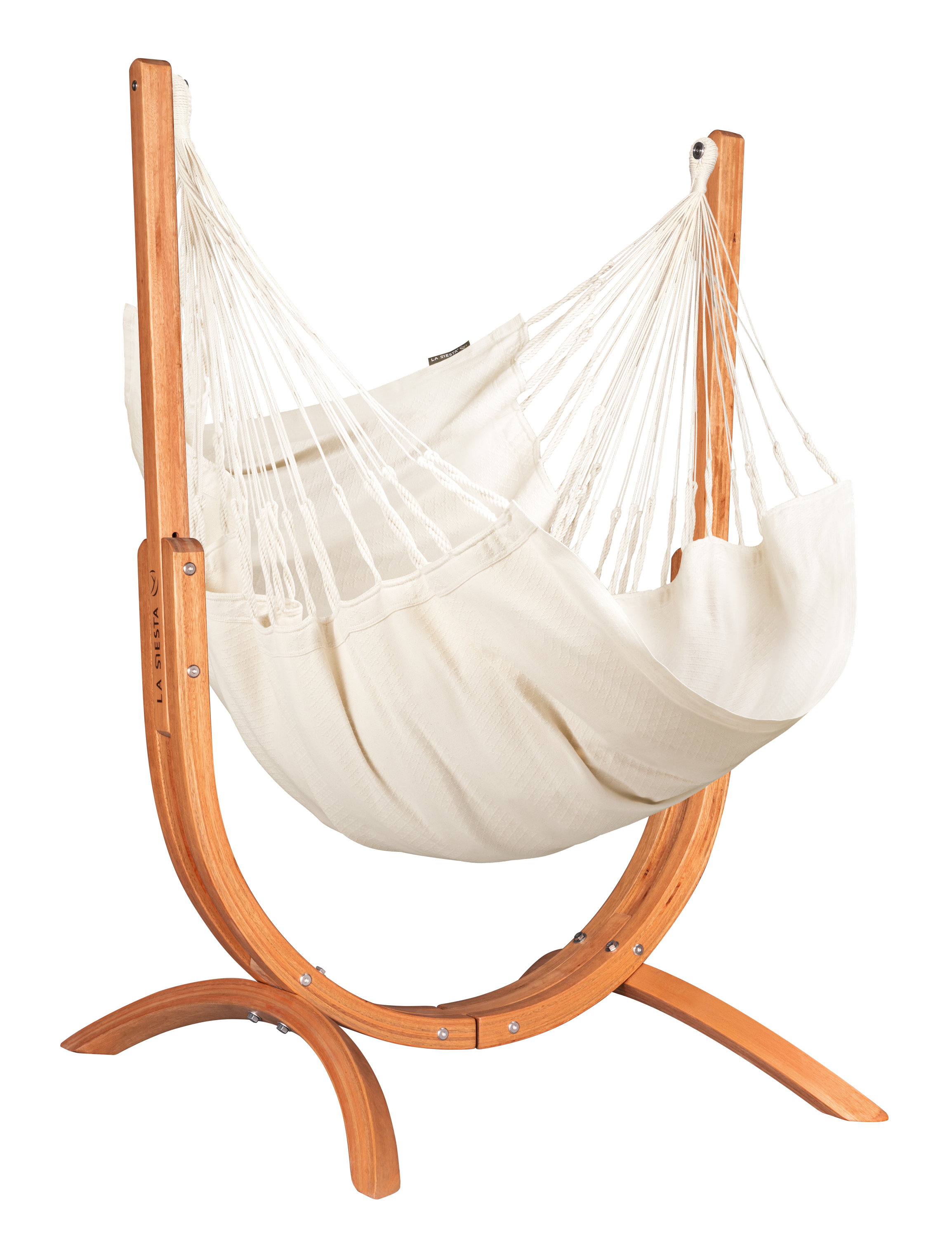 La Siesta Hängesessel Udine Organic Latte -  aus 100 % Bio-Baumwolle mit Eucalyptus-Gestell