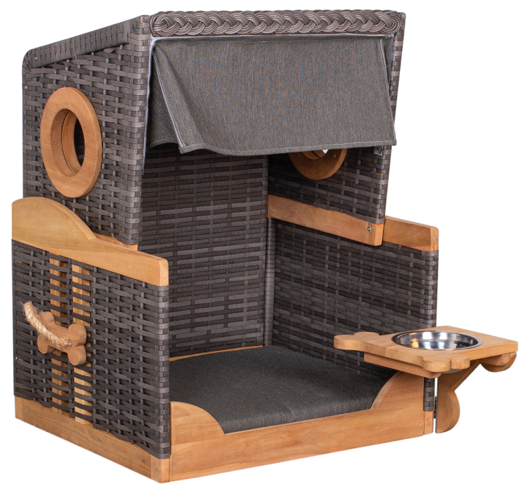 deVries Hundestrandkorb Knochenfinder Strandkorb Des. 464 PE stone grey 75x65x85 cm