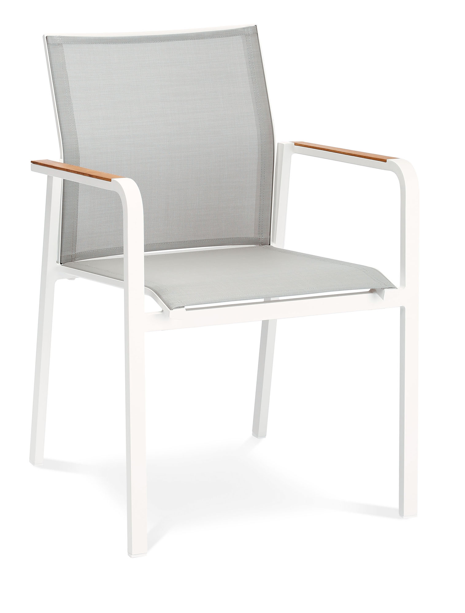 Best Freizeitmöbel Stapelsessel Paros weiss/grau/Teak ca. 56 x 64 x 85 cm