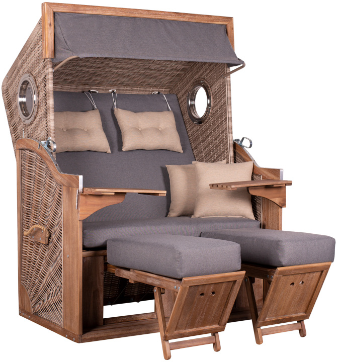 TRENDY by deVries Strandkorb "TRENDY PURE GREENLINE 135XL" PE ant. wh. Des. 751, Größe 130 x 80 x 165 cm
