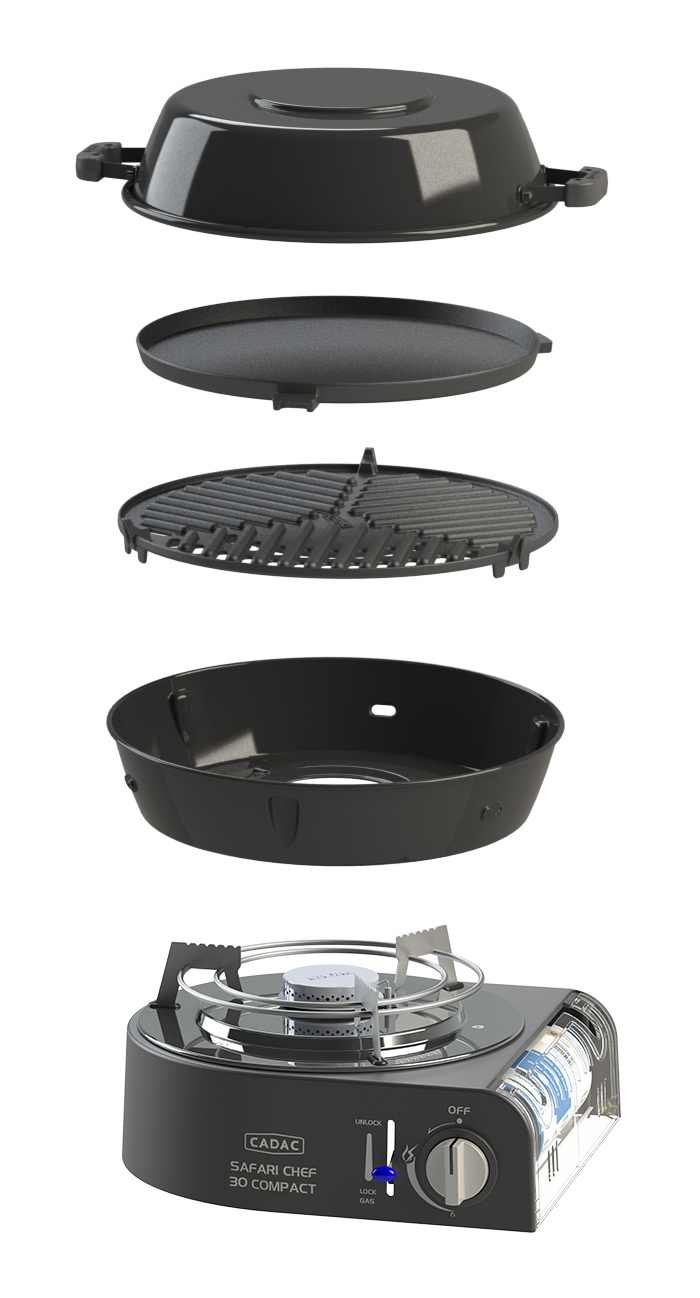 Cadac Safari Chef 30 Compact Deluxe Gasgrill Campinggrill ø 30 cm 6525L1-10-UN