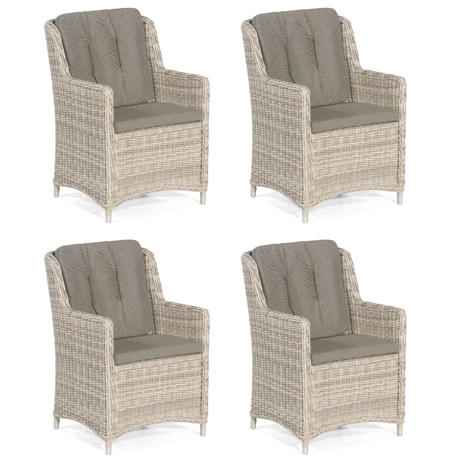 Sonnenpartner Avatar 4er-Set Garten-Sessel Gartenstuhl Alu mit Polyrattan white-coral