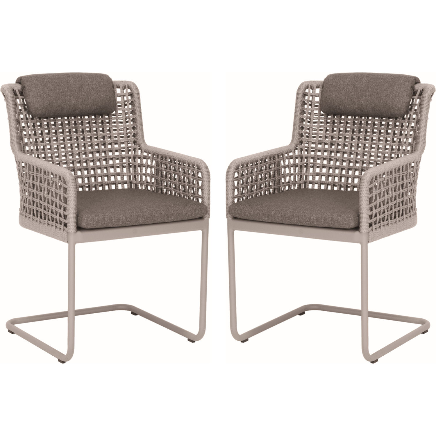 Stern 2er-Set Freischwingersessel Greta Aluminium champagner/ecru/rehbraun Gartensessel Freischwinger