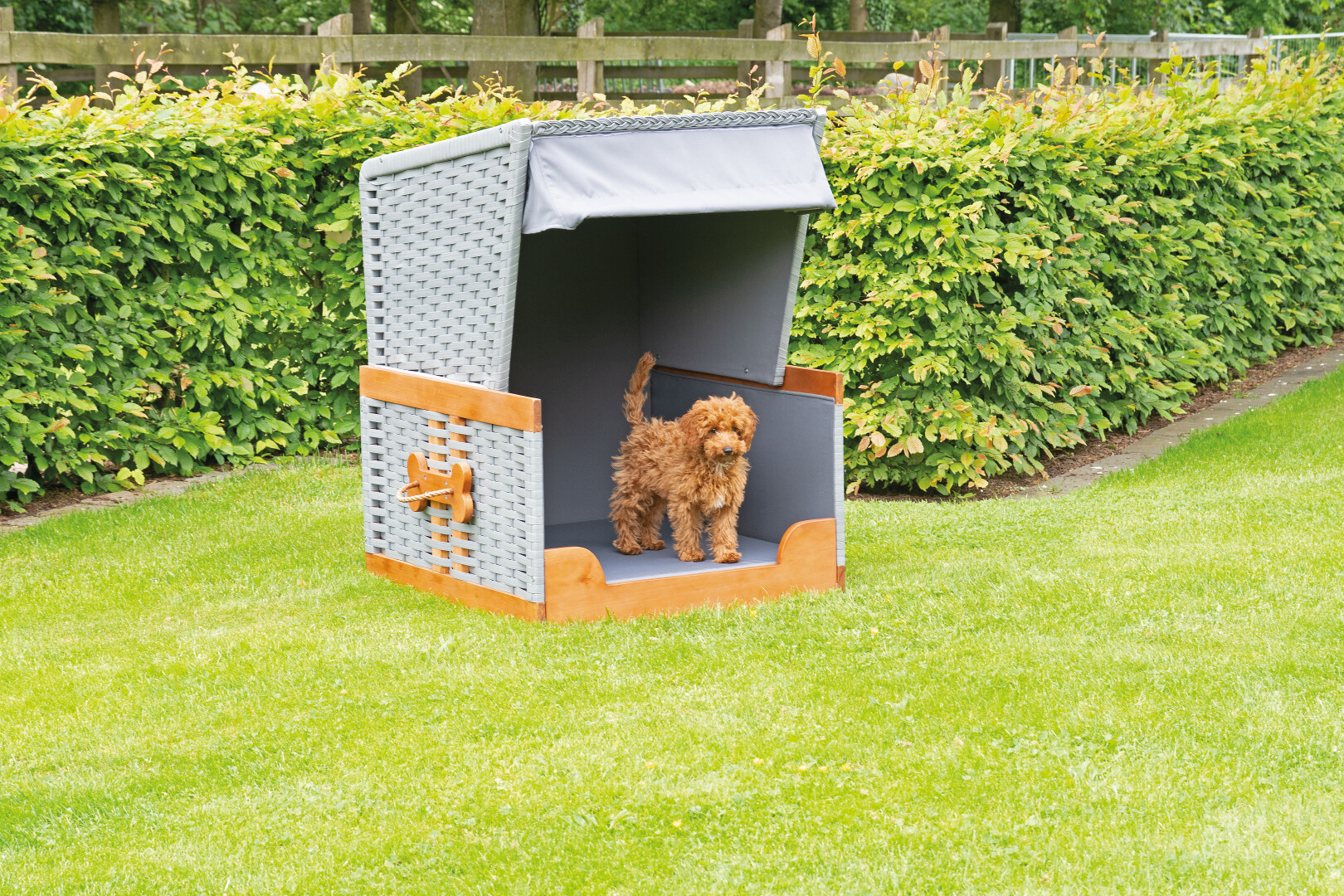 SunnySmart Best Friend Hunde-Strandkorb Gartenstrandkorb Polyesterstoff grau