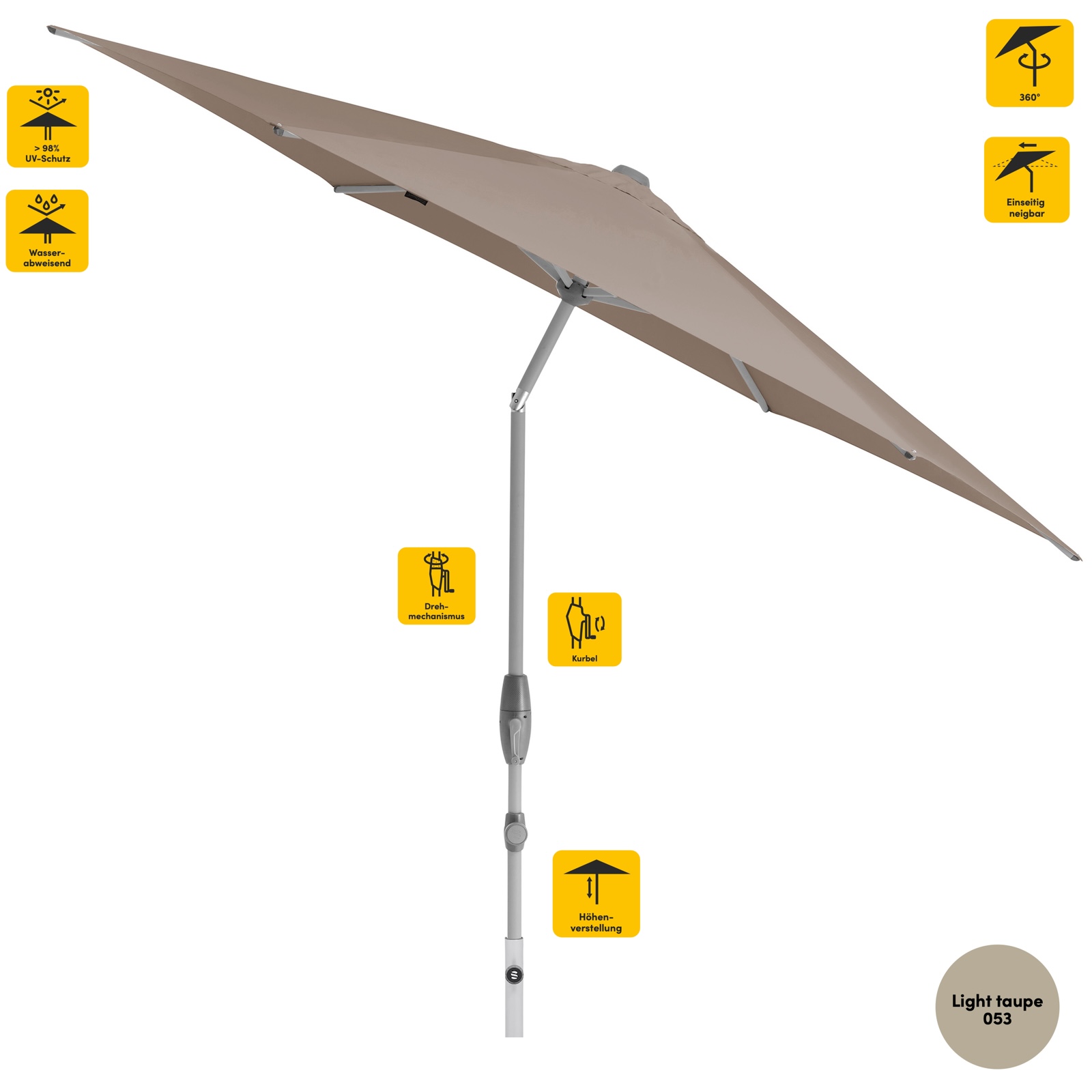 Sonnenschirm SUNCOMFORT® by Glatz Shell Turn rund ø 300 cm in Light Taupe 053