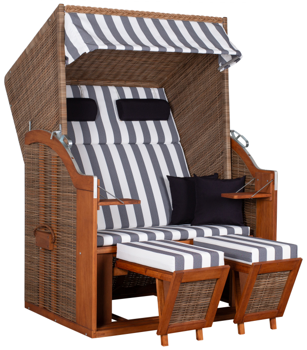 deVries Strandkorb PURE® STANDARD PE griseum inkl. 2 Knuffelkissen 120x80x160cm