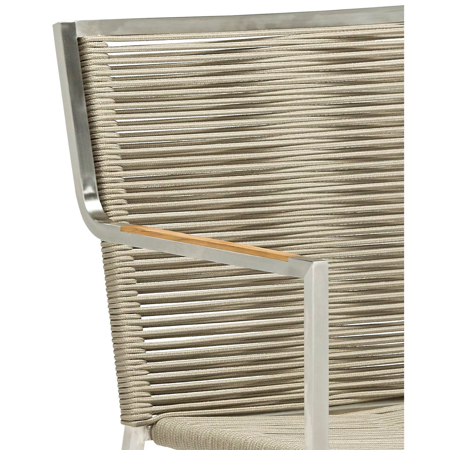 Inko Sitzgruppe Varuna Edelstahl/Kordel/Teak 200x100 cm Tisch mit Stapelsesseln