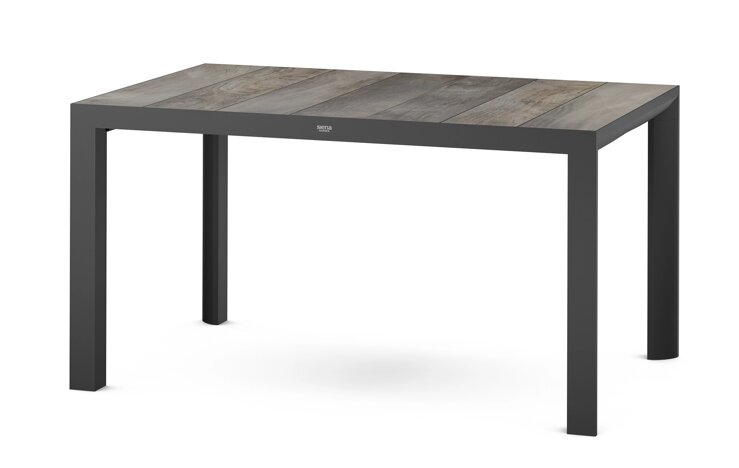 Siena Garden Silva Dining Tisch 140x90 cm – Aluminium (matt anthrazit) & Keramikplatte (washed grey)