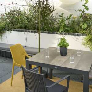 Siena Garden Silva Dining Tisch 80x80cm – Aluminium (matt anthrazit) & Keramikplatte (washed grey)