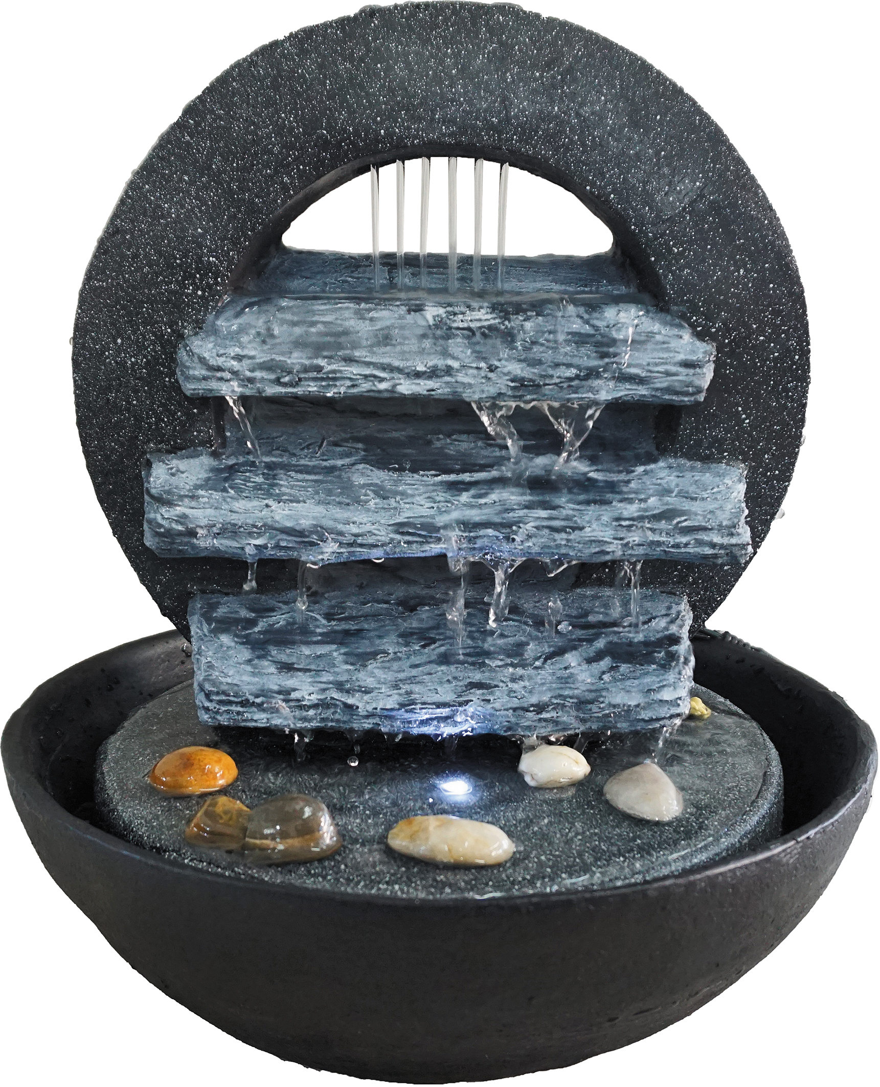 Granimex Lian Raumbrunnen inkl. Pumpe und LED-Beleuchtung Wasserspiel H33 x Ø 30cm