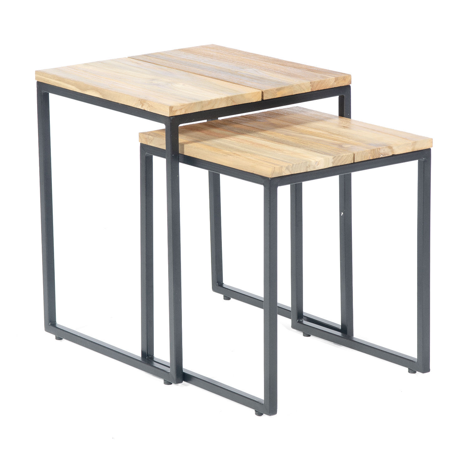 Sonnenpartner Cambridge 2er-Set Lounge-Tische Anthrazit Teakholz 45x45 40x47 cm