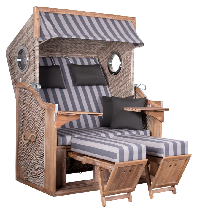 deVries "TRENDY PURE GREENLINE 135XL" Des. 755 Strandkorb ant. wh. 130x80x165 cm