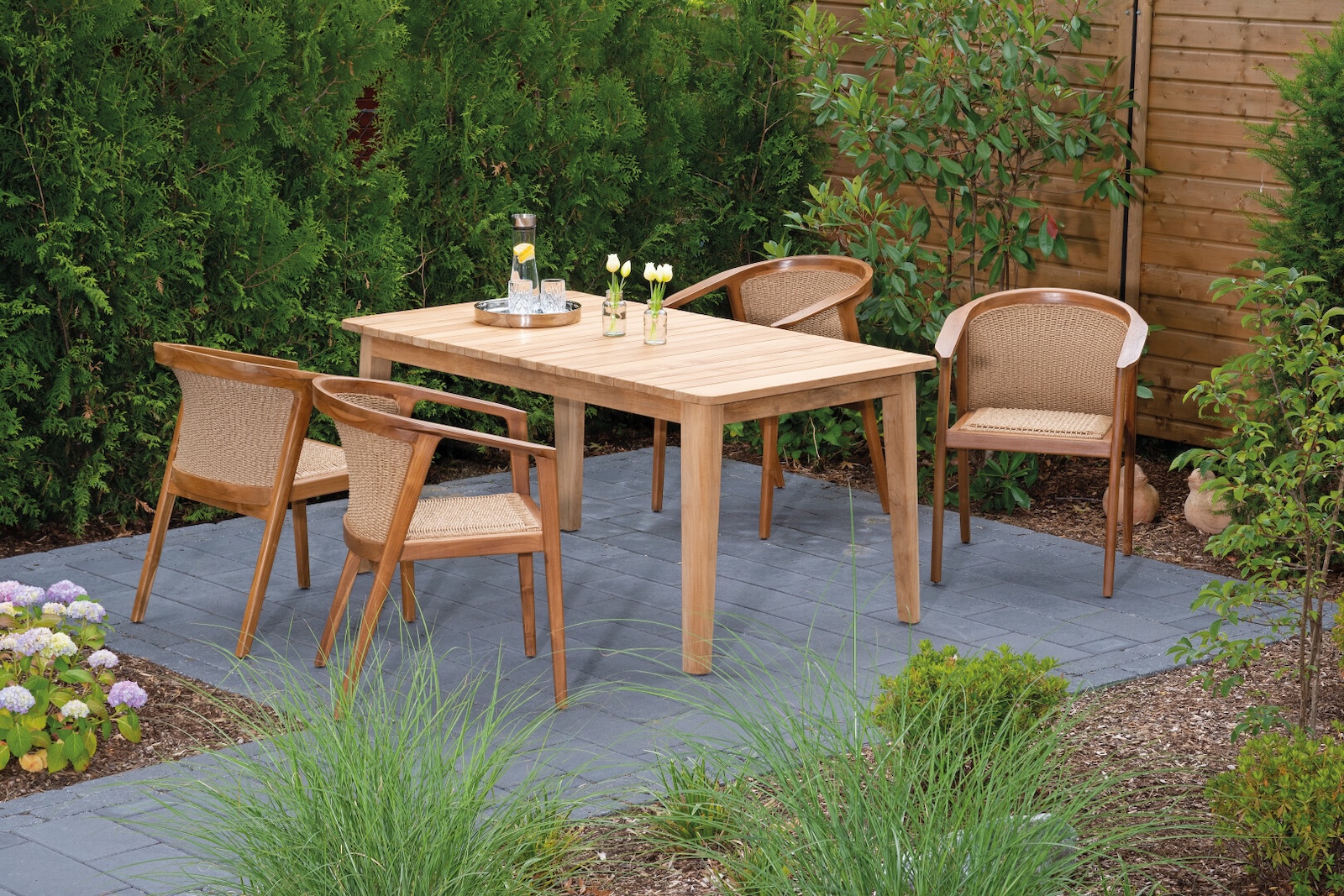 Sonnenpartner Crown Dining Sessel Gartensessel Lounge-Sessel Teakholz PE-Geflecht